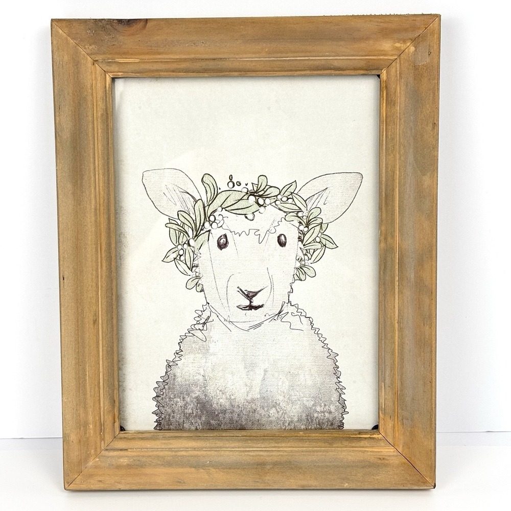 Nicole Tamarin Lamb Nursery Framed Wall Art Animal Print 8x10 Creative Co-Op
